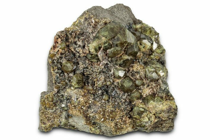 Lustrous Demantoid Garnet Cluster in Matrix - Mexico #358467